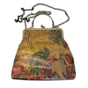 Patricia Nash Kisslock Large Satchel Leather Handbag Top Handle Tropical Dreams